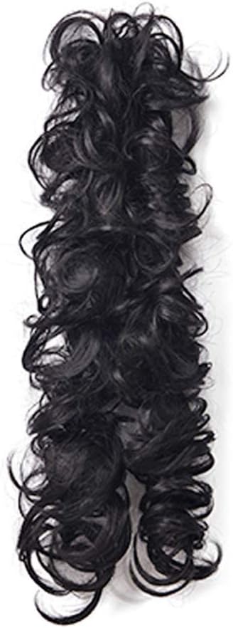 Anniston Hairpiece Women Wavy Curly Clip In Donut Bride Hair Styling Bun Hairpieces Hair Extension Hair Scrunchies Updo Hair Bun Hair Accessories for Women - Black