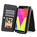 LG v20 wallet case, LG V20 Case, LeCase 12 Card Holder Pro - [Zipper Cash Storage] Premium Button PU Leather Wallet Case Cover With Detachable Magnetic Hard Case For LG V20, Black