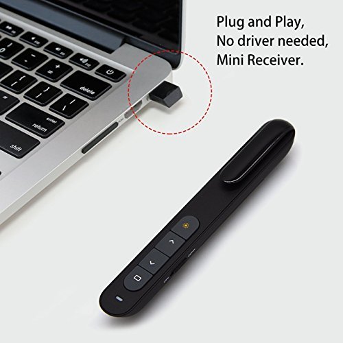 Wireless Presenter, Remote Clicker Support hyperlinks RF 2.4GHz PowerPoint Clicker Presentation, Remote Control PPT Pointer Clicker Flip Pen - Thumbnail 4
