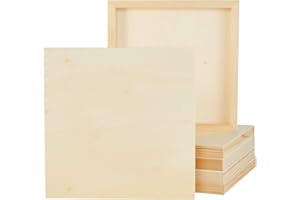 Bright Creations Art Supplies Wood Panels for Painting - 10x10 in, 0.83 in Cradle Depth, Unfinished, Pack of 6 - Cradle Boards for Painting & Craft Boards for Wall Art