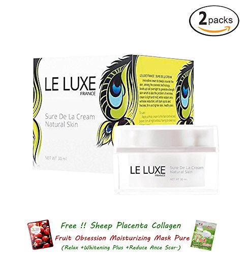 2 UNITS OF LE LUXE FRANCE SURE DE LA CREAM ANTI AGING WRINKLE DARK SPOT FRECKLES AURA SKIN CARE [GET FREE TOMATO FACIAL MASK & CERAMINE UV LINE GINKGO PLUS WHITENING CREAM 8.50ML.]