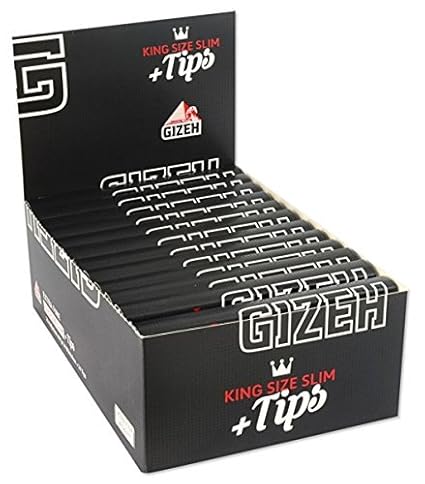 Gizeh 15558 schwarzes langes Papier plus Tips King Size Slim, 26 Heftchen mit 34 Blättchen, 14 g/m2