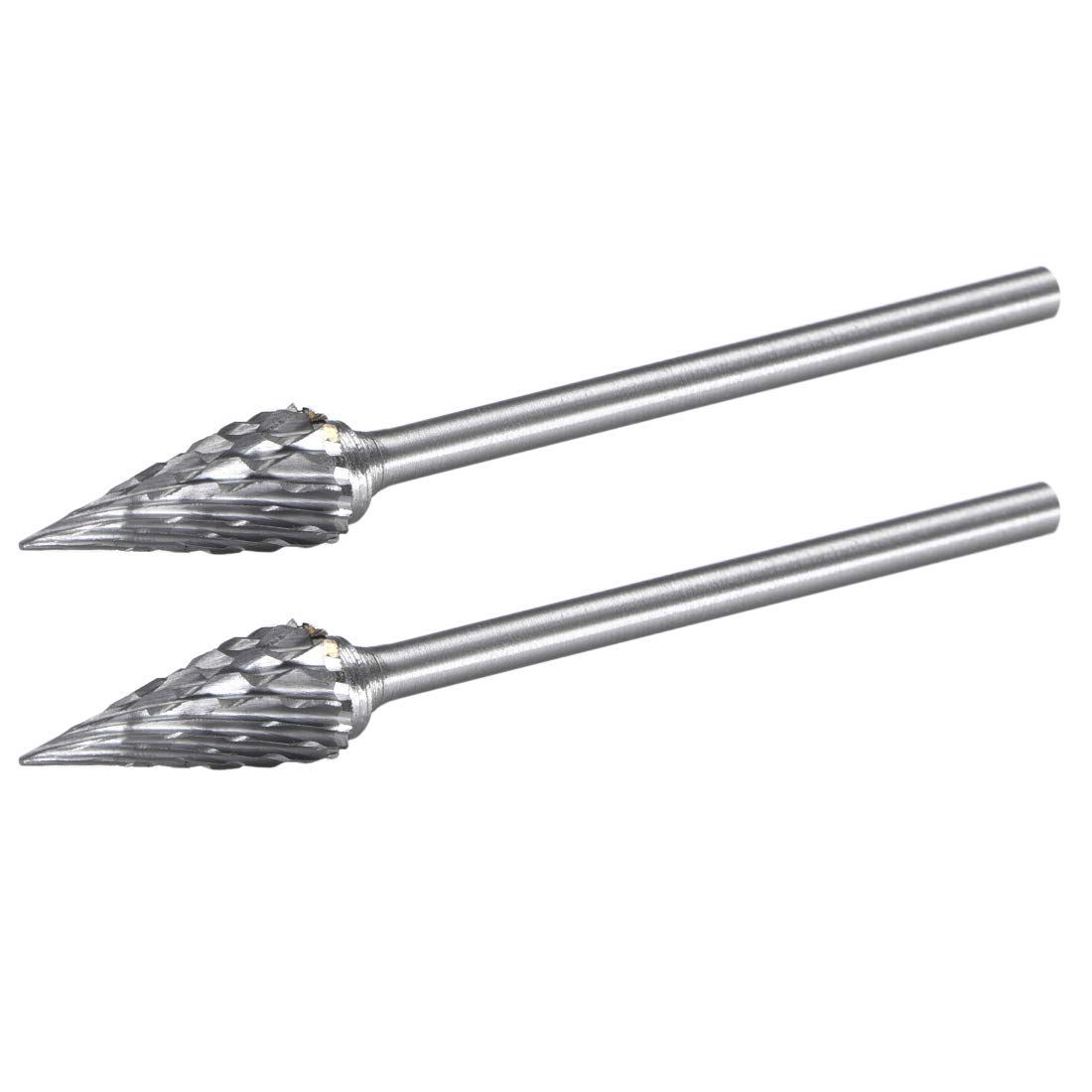sourcing map Tungsten Carbide Rotary Files 3/32" Shank, Double Cut Cone Shape Rotary Tool 6mm Dia, for Die Grinder Drill Bit Wood Soft Metal Carving Polishing Model Engineering, 2pcs