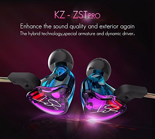KZ ZST In-Ear-Kopfhörer – Dynamic Hybrid Dual Driver, Ohne Mikrofon, Schwarz