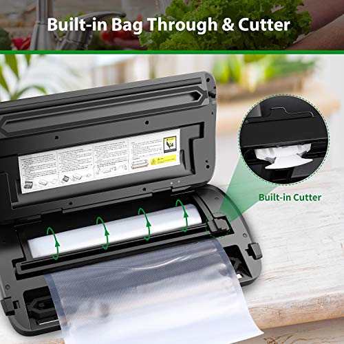Vacuum Sealer Machine,ABOX Automatic Food Vacuum Sealer with Roll &Bags Kit,Built-in Bag Storage&Cutter,Dry&Moist Modes for Sous Vide,Led Indicator Bar&Unique Child Safety Lock for Home&Commercial Use - Thumbnail 4