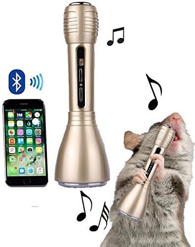 Karaoke Microphone By The Iron Portable Wireless Microphone Karaoke Player Bluetooth Speaker Microphone Singing For IPhone or Samsung Smartphone (Gold)