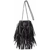 FONETTOS Y2K Punk Fringe Bag Novelty Tassel Gothic Western Crossbody Purse Women Sourpuss Shoulder Rockstar Halloween