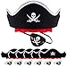 Alphatool 12 Pcs Skull Print Pirate Hat Eye Patches Set, 6 Pieces Caribbean Pirate Captain Hat and 6 Pieces Black Pirate Eye Mask for Pirate Party, Cosplay, Dress Up Theme Party, Halloween