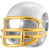 3D Football Helmet 14K Gold Plated & 925 Sterling Silver Charm Bead For Pandora & Similar Charm Bracelets/Necklaces
