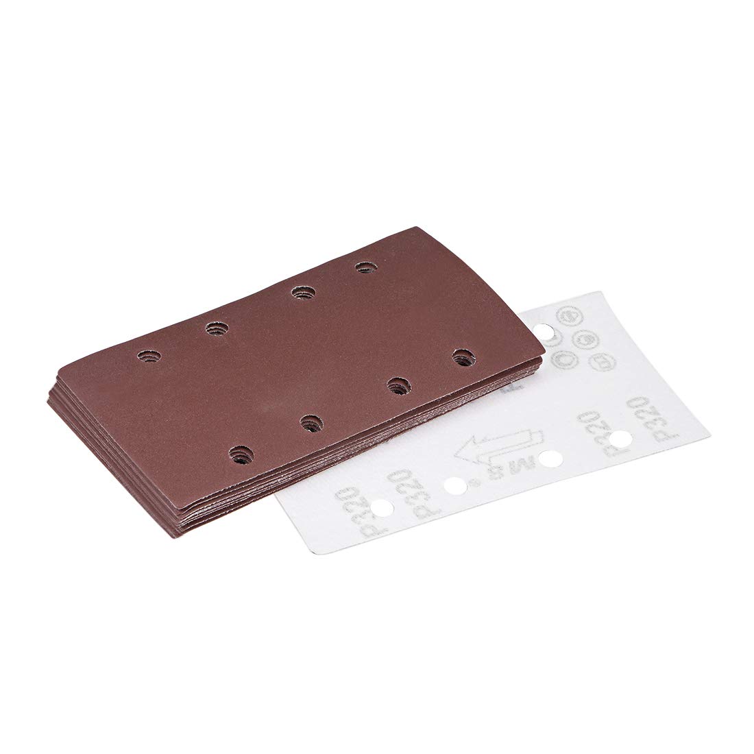 sourcing map 320 Grit 1/3 Sanding Sheet Sander Sandpaper Hook and Loop Pads 8 Hole 10pcs