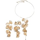 Xerling Bohemian Long Tassel Y Necklaces Ginkgo Leaf Design Necklaces Boho Long Necklace for Women Girls with Earrings