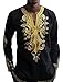 Makkrom Men's Long Sleeve Tribal Dashiki Floral Top Blouse (XX-Large, Picture-Colored)