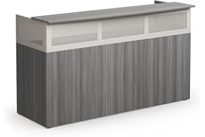 NBF SIGNATURE SERIES NBF Modern Reception Desk with Counter - 72" W x 29" D Durable Retail Checkout - Front Desk Reception for Office Lobby Salon Store (Gray)