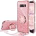 Galaxy Note 8 Case, Glitter Luxury Cute Phone Case Girls with Kickstand, Bling Diamond Rhinestone Bumper Ring Stand Sparkly Luxury Thin Protective Samsung Galaxy Note 8 Case for Girl Women - Rose Gold
