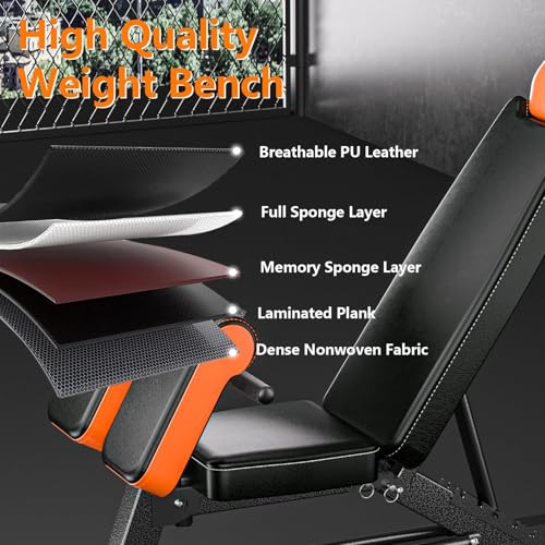 HAMACOUST Three-in-One Weight Bench – Multi-Functional Full Body Workout Equipment[800LBS]: Hyperextension, Roman Chair, Adjustable Sit-Up Bench, Incline & Decline Bench, Flat Bench For Home Gym
