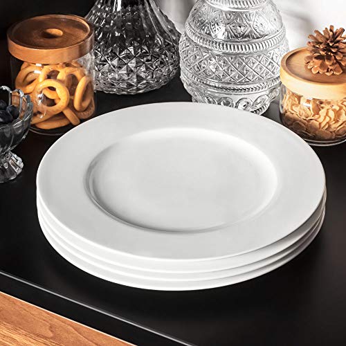 Artena Bright White Dinner Plates Set of 4, 10.5 inches Salad Plates