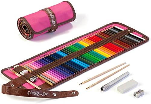 Colored Pencils for Adults: 48 Vivid Watercolor Pencils & Pink Case Set, Artist Grade 3.5mm Soft Cores, Color Dry or Wet, Ideal for Art & Coloring Books. Premium accessories & Free Mandalas eBook Inc