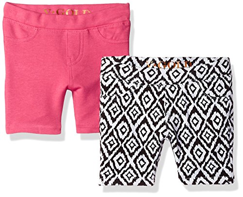 VIGOSS Toddler Girls' 2 Pack Bermuda Short, Black/White, 3T