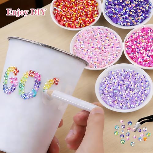32000 Piece Bedazzler Kit, 40 Colours Resin Rhinestones, 3 mm Rhinestone Bedazzling Kit, Colourful Flatback Rhinestones for Nail Design, Face Make-Up, Crafts
