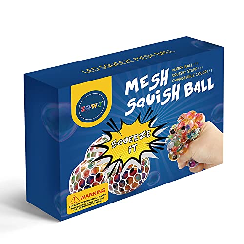 12 PCS Mesh Squishy Balls,LED Grape Squeeze Balls Squishy Toys Anti