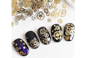 LASSUM Metal Nail Sequins 3D Punk Time Gears Nail Studs Nail Art Decorations (Box-Packed)