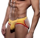 Demarkt Men's Underwear Breathable Briefs G-string Thong Medium Yellow