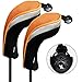 Andux Pack of 2 (All The Same Size) Mesh Golf Hybrid Club Head Covers with Dial No. Tags Black/Orange