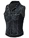 DRESSIS Womens Casual Sleeveless Denim Jean Cropped Vest Jacket DARKBLUE L