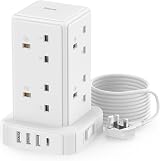 Sameriver Tower Extension Lead 3M 13A 3250W 8 AC Outlets USB C Fast Charger