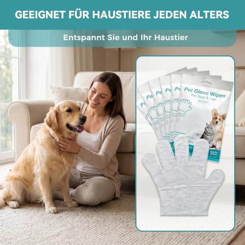 Lot de 36 Gants de Nettoyage pour Animaux de Compagnie - Doux et Hypoallergénique, Lingettes Nettoyantes pour Chiens et Chats, Gants Nettoyants et Déodorants pour Poils, Visage, Oreilles, Yeux, Pattes