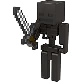 Mattel Minecraft Craft-A-Block Wither Skeleton Figure, Authentic Pixelated Video-Game Character, Action Toy to Create, Explore and Survive, Collectible Gift for Fans Age 6 Years and Older