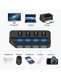 Lucky Clover 4 puertos USB 3.0 Hub con Individual Interruptores de Alimentación y LEDs incluido 3.3 foot de cable USB 3.0 para Macbook, iMac, Surface Pro, portátil, unidades Flash USB, móvil HDD y más