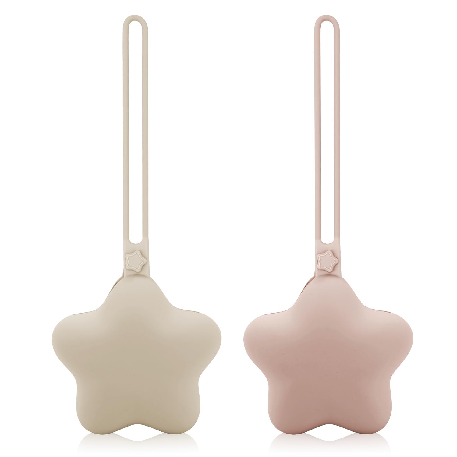 2pcs Star Pacifier Holder Case, Silicone Portable Pacifier Case Pacifier Container Case for Newborn Baby Boys Girls (Skin Color, Pink)