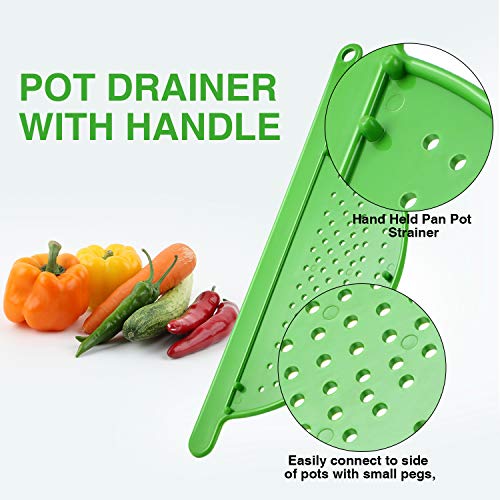 3 Pieces Pot Drainer with Handle Hand Held Pan Pot Strainer Plastic Pot