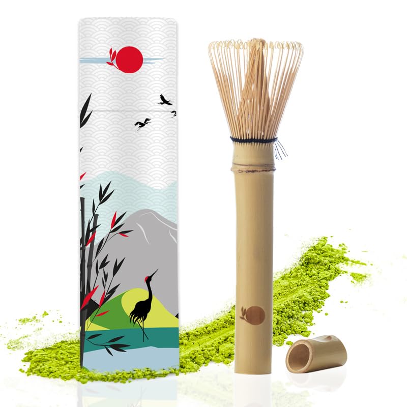 ORIGEENS Matcha Whisk Bamboo with A Long Handle - A Small Traditional Chasen Whisk for Matcha Latte/Tea Ceremony - Travel Matcha Whisk