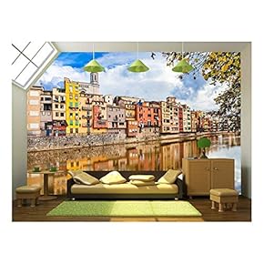 Beautiful Canals of Girona Town - Spain - Removable Wall Mural | Self-Adhesive Large Wallpaper - 66x96 inches
