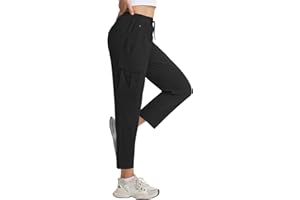 baleaf Women's 26'' Travel Pants with Zipper Pockets Lightweight Stretch Dry Fit UPF 50+ Hiking Ankle Cargo Golf Work Slacks