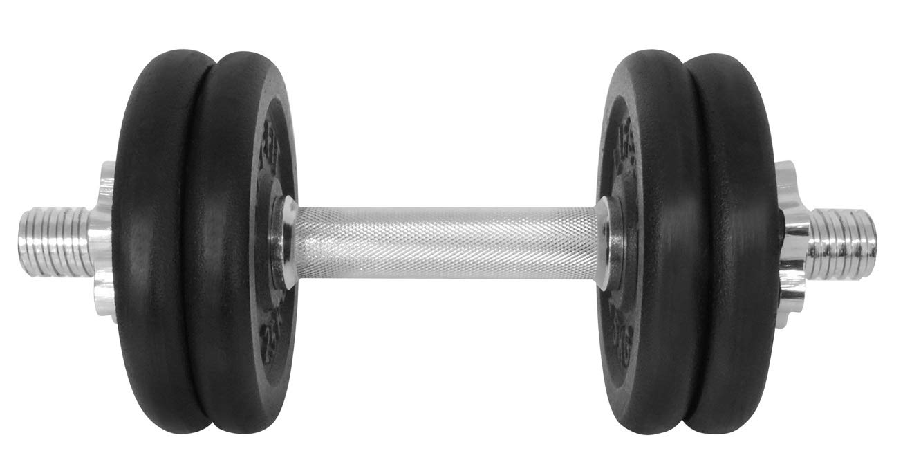 Sport Team Unisex Adult One Hand Bar With 4 Pieces Disc Set Dumbbell - Multi-Colour, 12 kg