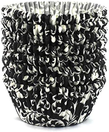 Eoonfirst Standard Size Classical Pattern Baking Cups 200 Pcs (Black White)
