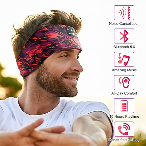 Sleep Headphones with Timer Gift for Women Men, 3-en-1 Wireless Music Sport Headband Running Headphones Earbuds with Mic Ultra-Thin HD Speakers for Sleep Sideways Travel Sport