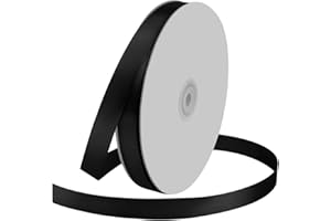 KMER LIFE 5/8 inches Wide x 100 Yards Single Face Polyester Satin Ribbon, Satin Ribbons for Crafts, Bow Making, Wedding Decor, Sewing, Gift Package Wrapping and More (Black)