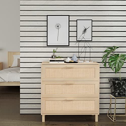 CREATIVELAND 3 Drawer Dresser,Hamilton Rattan Chest of Drawers End Storage Corner