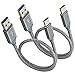 iMangoo USB Type C Cable, 2Pack 1ft USB 3.0 Type A to Type C Cables Durable Nylon Braided Cord Rapid Data Sync Fast Charging Cable for Samsung Galaxy Note 8 LG G5 V20 Google Pixel XL Nexus 6P 5X Grey