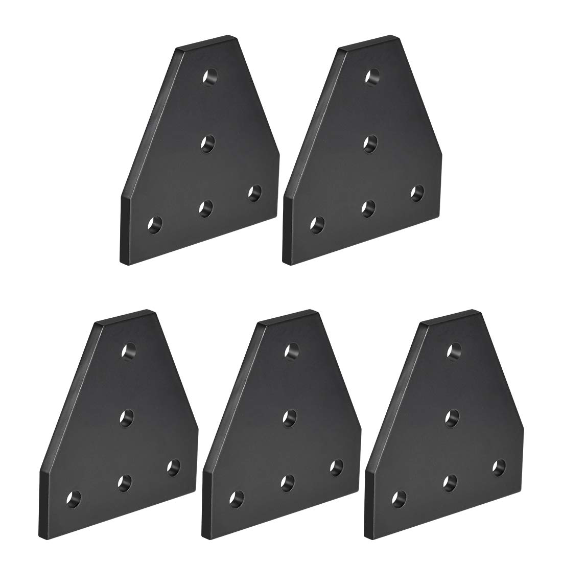 sourcing map T Shape Outside Joining Plate, 60mm x 60mm x 4mm with 5-Hole Joint Bracket for 2020 Aluminum Profile, 5 Pcs (Black)
