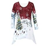 Sunhusing Ladies Christmas Print Casual Top T-Shirt