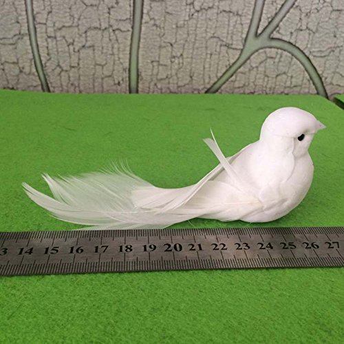 Yalulu 2Pcs Decorative Fake Doves Artificial Foam Feather White Birds With Magnet,Craft Bird For Home Ornaments,Wedding Decor