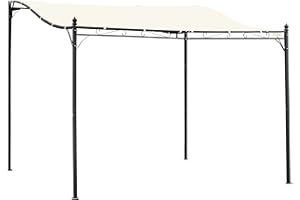 Outsunny 10' x 10' Steel Outdoor Pergola Gazebo, Patio Canopy with Weather-Resistant Fabric and Drainage Holes for Backyard, Deck, Garden, Cream White