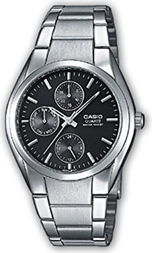 Casio Men's MTP1191A-1A Black Silvertone Analog Bracelet Watch