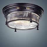 Ecopower Vintage Oil Rubbed Bronze Metal Glass Ceiling Light Fixture