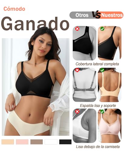 Ganado Women's Wireless Bra Lace Padded Comfort Seamless Push up Bralette